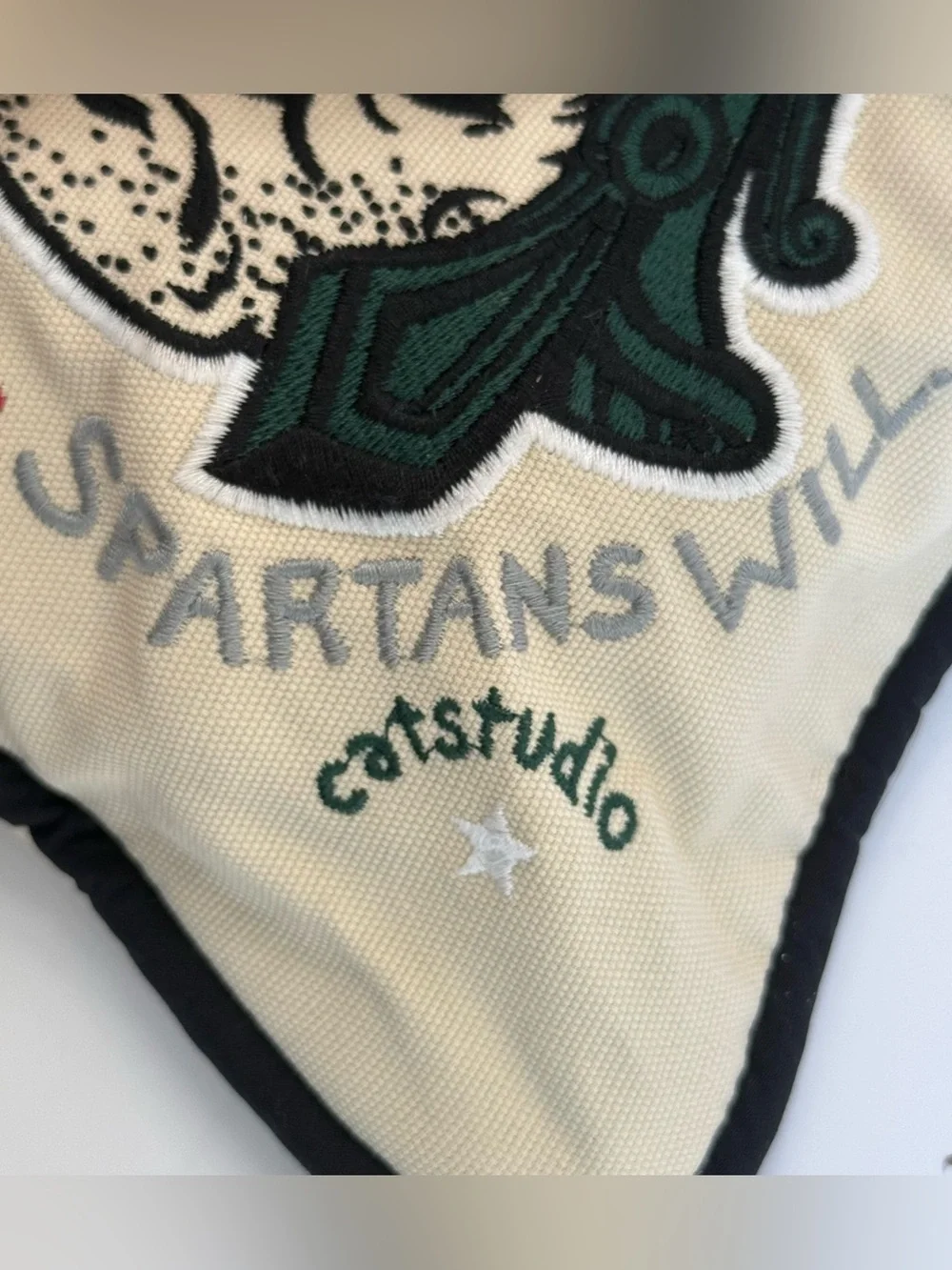 Catstudio Michigan State University Spartans MSU Embroidered College Pillow NWT